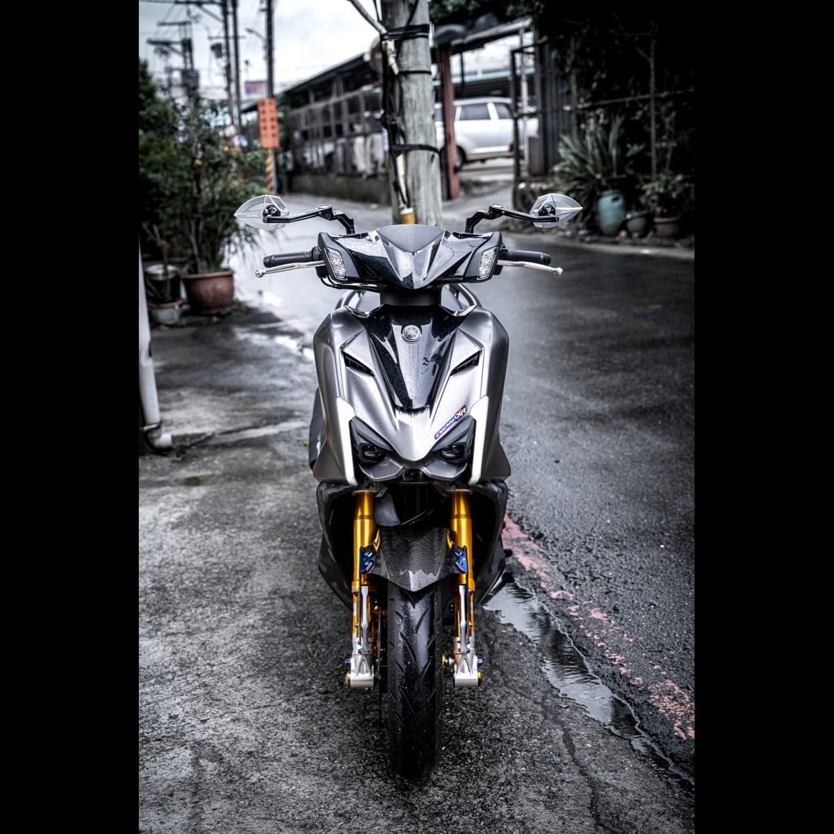 不銹鋼鍍鈦萬向座+手裡劍V2後照鏡