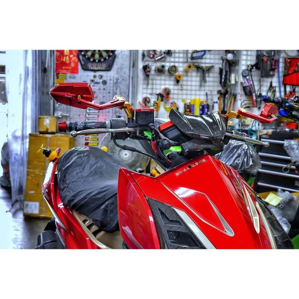 鋁合金陽極萬向搭配後照鏡_藍鏡