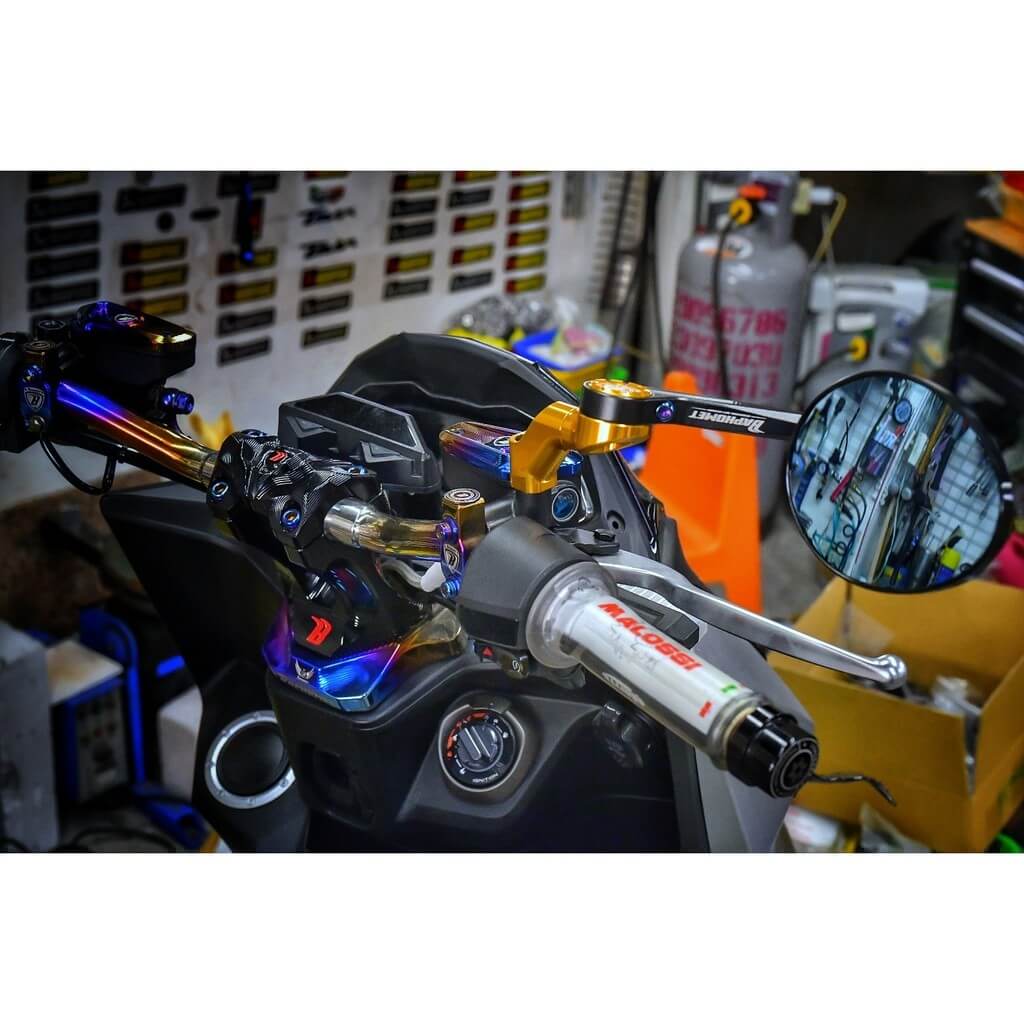 鋁合金陽極萬向搭配後照鏡_藍鏡