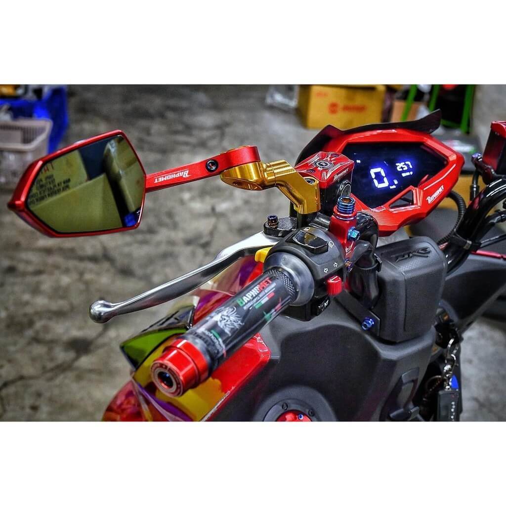 鋁合金陽極萬向搭配後照鏡_藍鏡